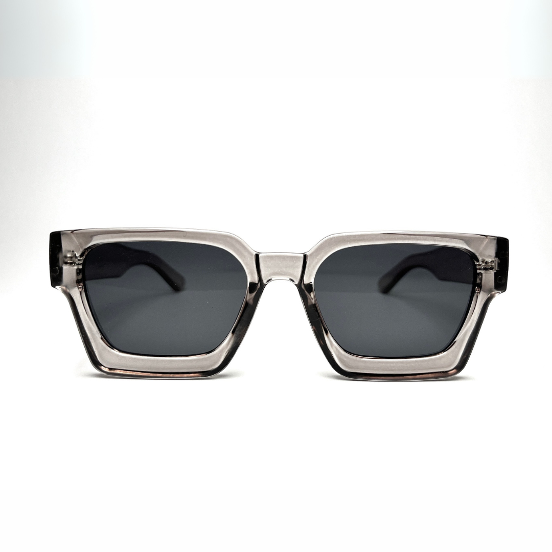 Urban Edge Rectangular Sunglasses - Transparent Grey